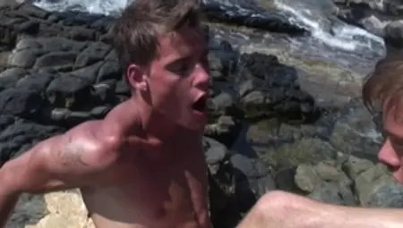 Tanned Twink Takes It On The Rocks
