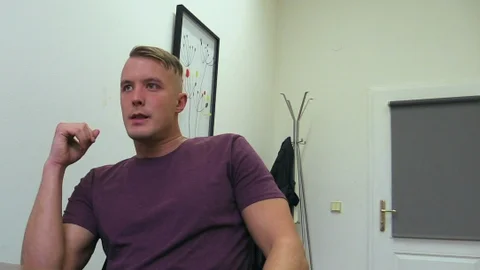 DirtyScout: Shaved & athletic gay rough masturbation in office